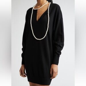 Zimmermann Crush Faux Pearl Necklace Wool Black Sweater Dress size 1 AU US 6